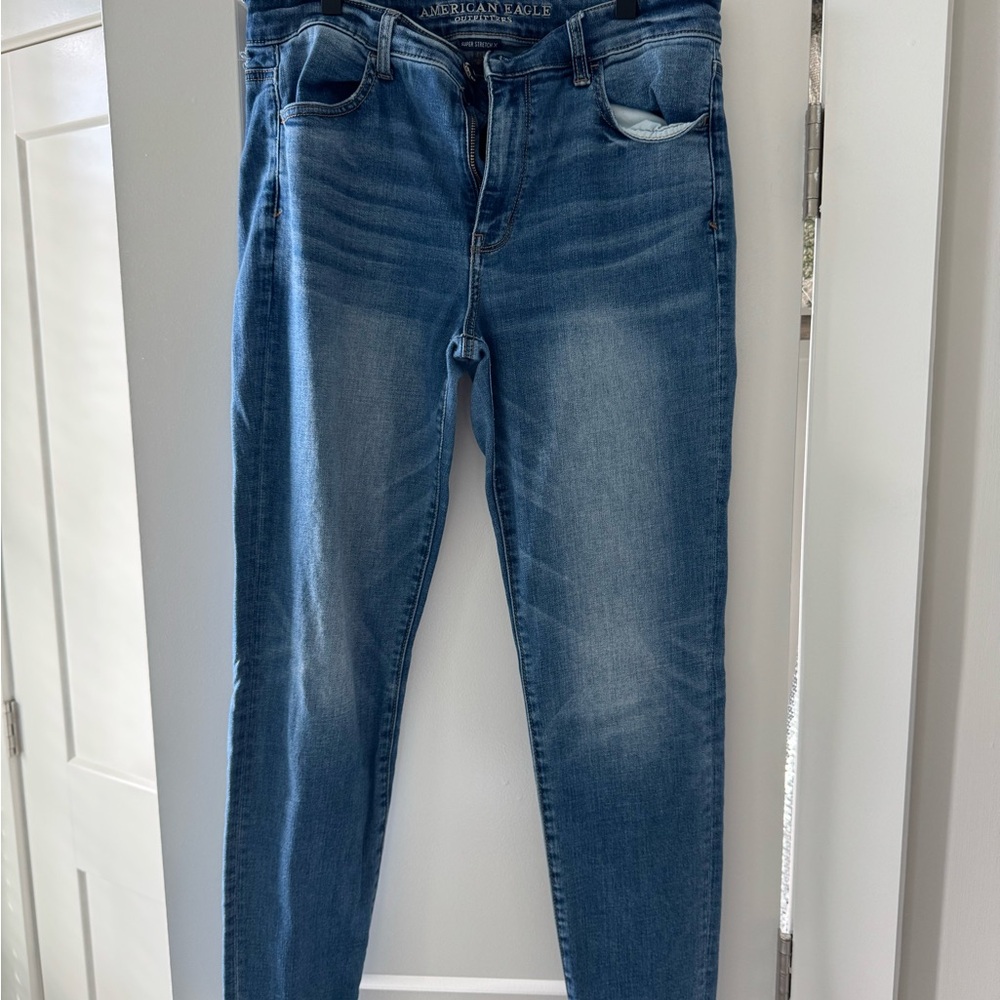 American Eagle Outfitters Blue Skinny Jeans Classic Fit (10 long)